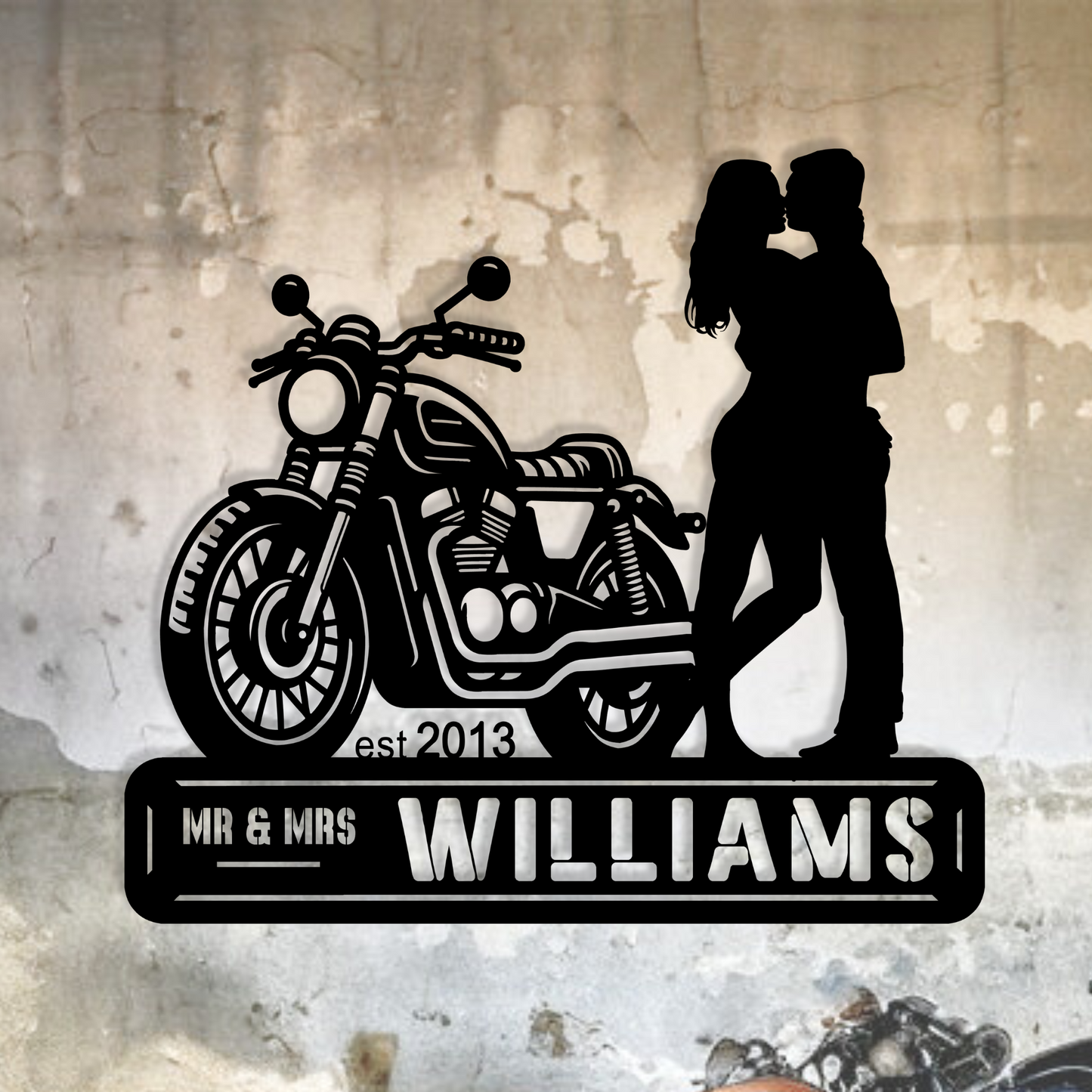 Biker Couple - Husband & Wife Metal Wall Art