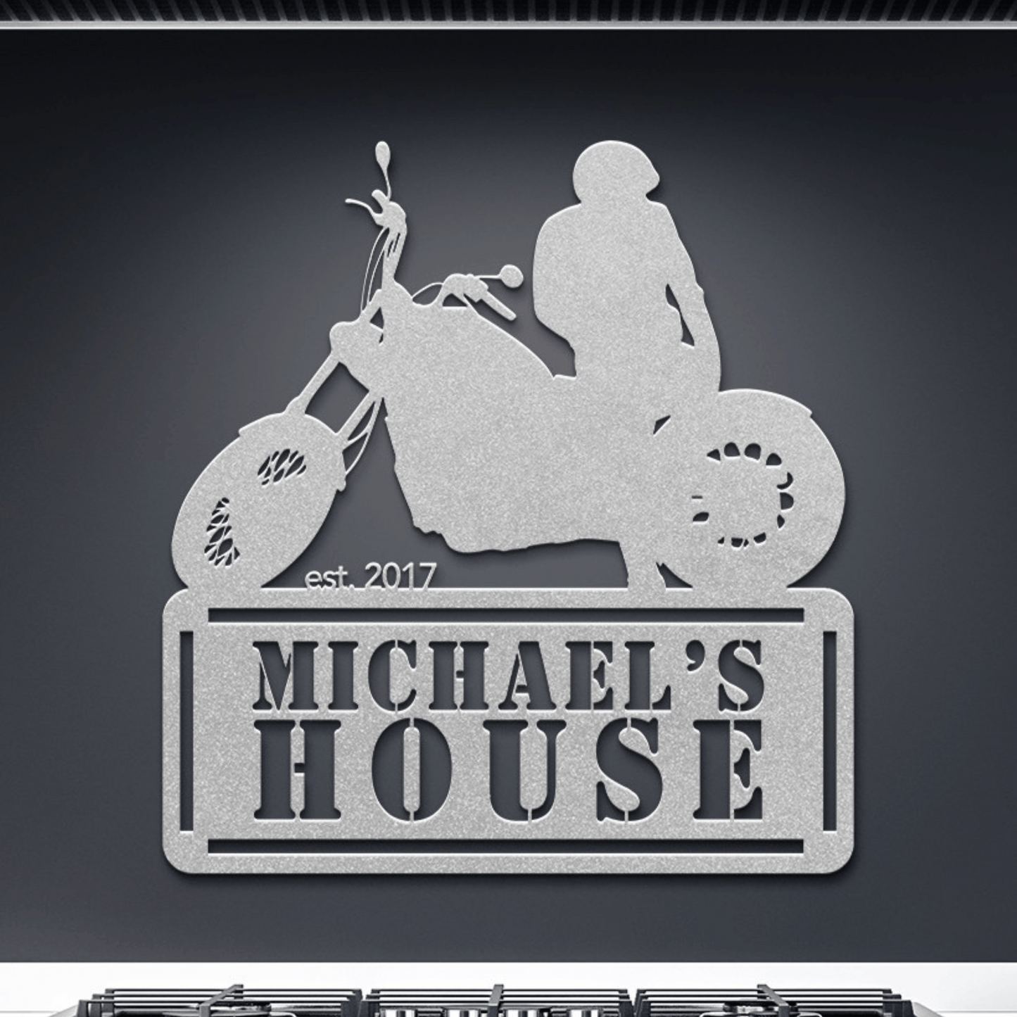 Personalized - Chilling on Bike Custom Name Metal Wall Art