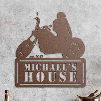 Personalized - Chilling on Bike Custom Name Metal Wall Art