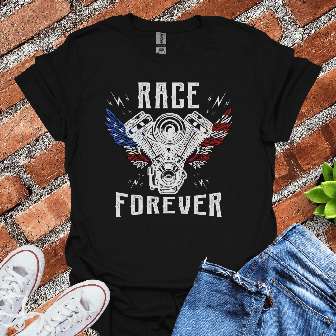 Race Forever American Flag T-Shirt