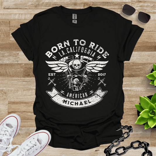 Personalized - Born to Ride (Wings) T-Shirt