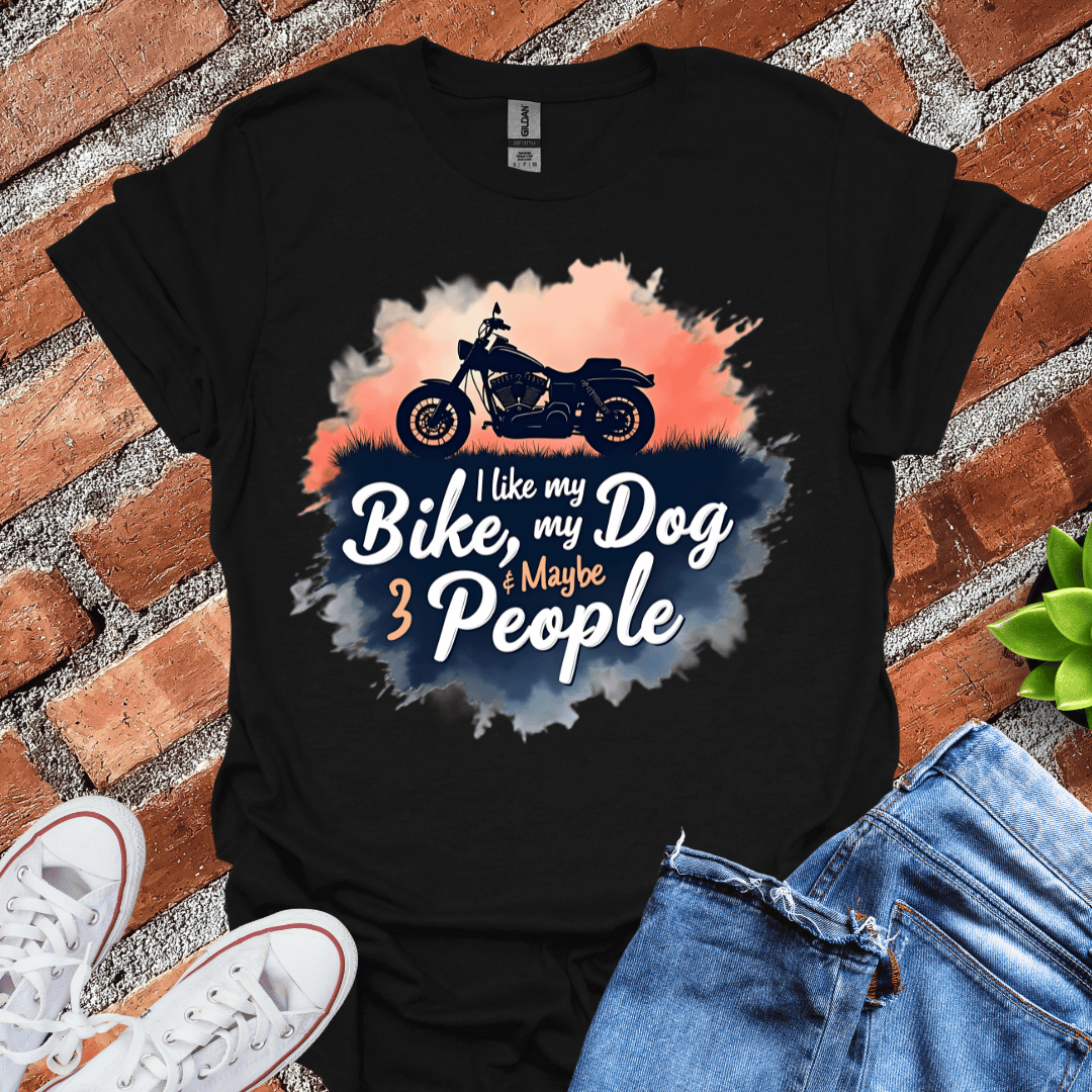 I like Bike, Dog, 3 People T-Shirt