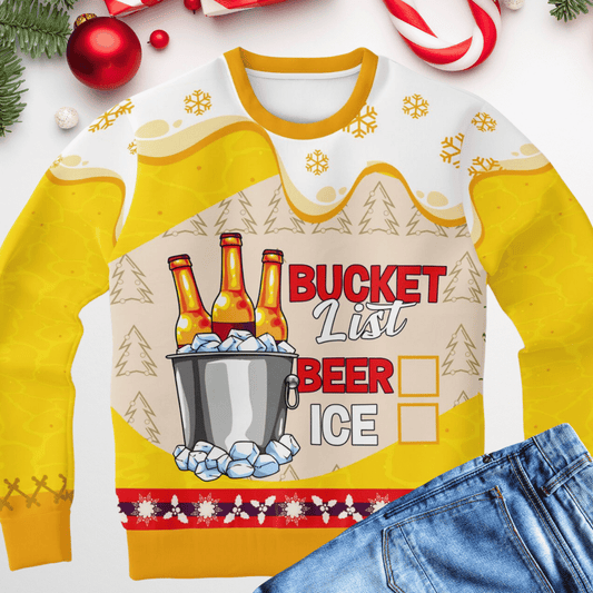 Bucket List: Beer & Ice Ugly Christmas Sweater