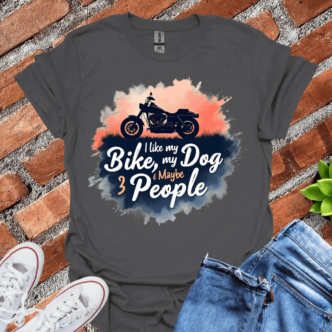 I like Bike, Dog, 3 People T-Shirt