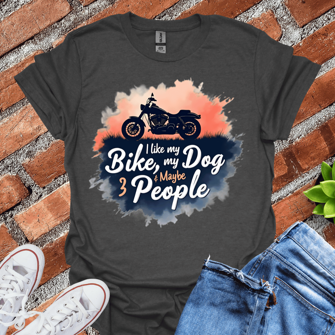 I like Bike, Dog, 3 People T-Shirt