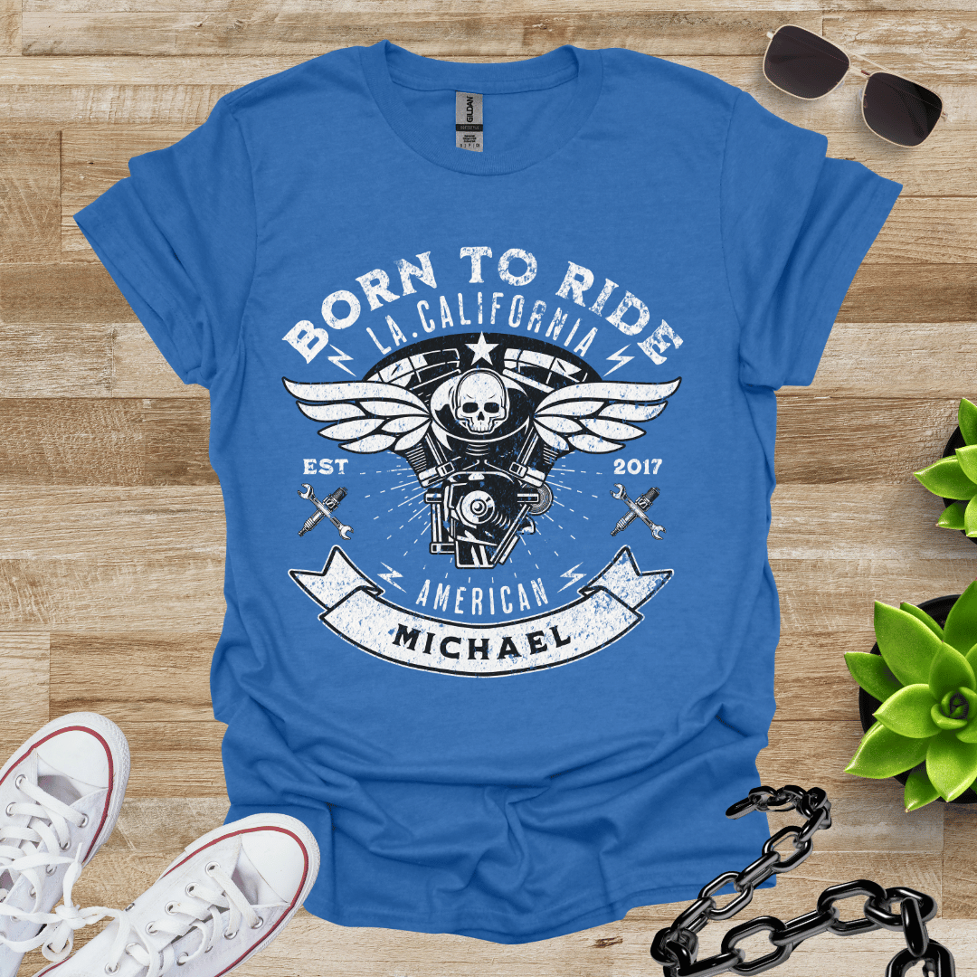 Personalized - Born to Ride (Wings) T-Shirt