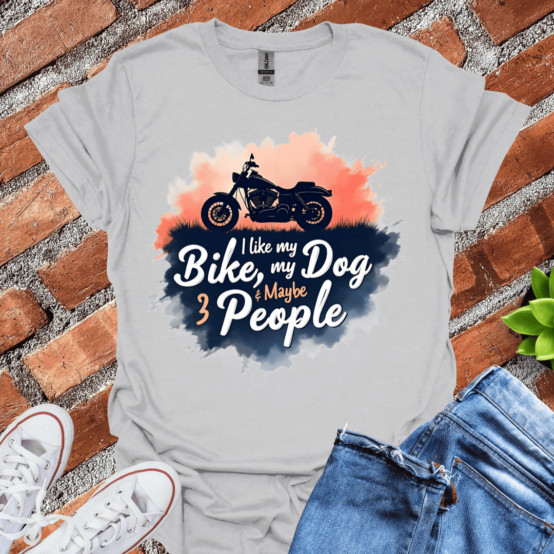 I like Bike, Dog, 3 People T-Shirt