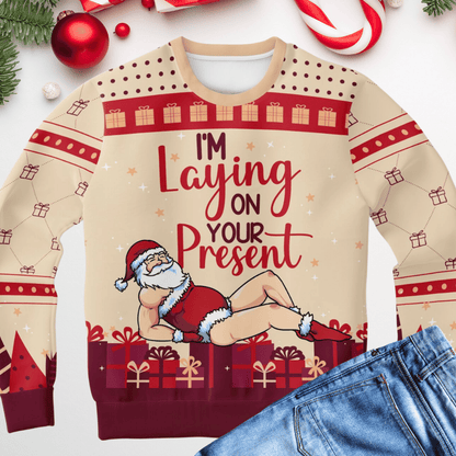 Laying On Your Present Ugly Christmas Sweater