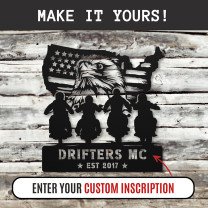 Personalized - Patriotic Eagle Biker Squad Metal Art