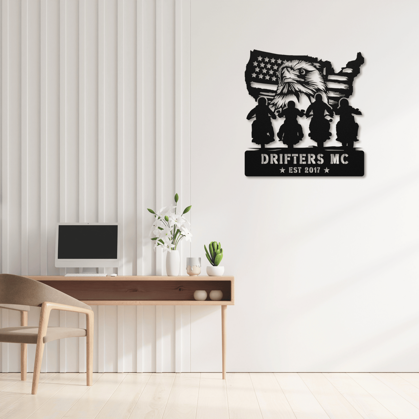 Personalized - Patriotic Eagle Biker Squad Metal Art