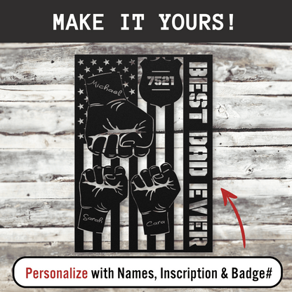 Personalized - Police Dad Fist Bump Metal Art