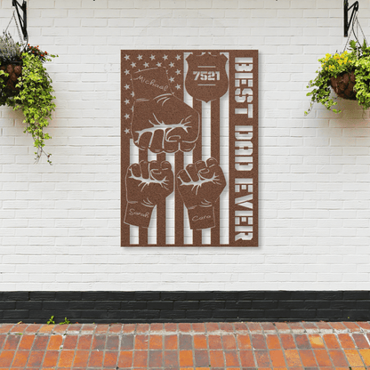 Personalized - Police Dad Fist Bump Metal Art