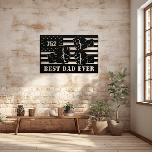 Personalized - Best Dad Ever Badge Number Metal Art