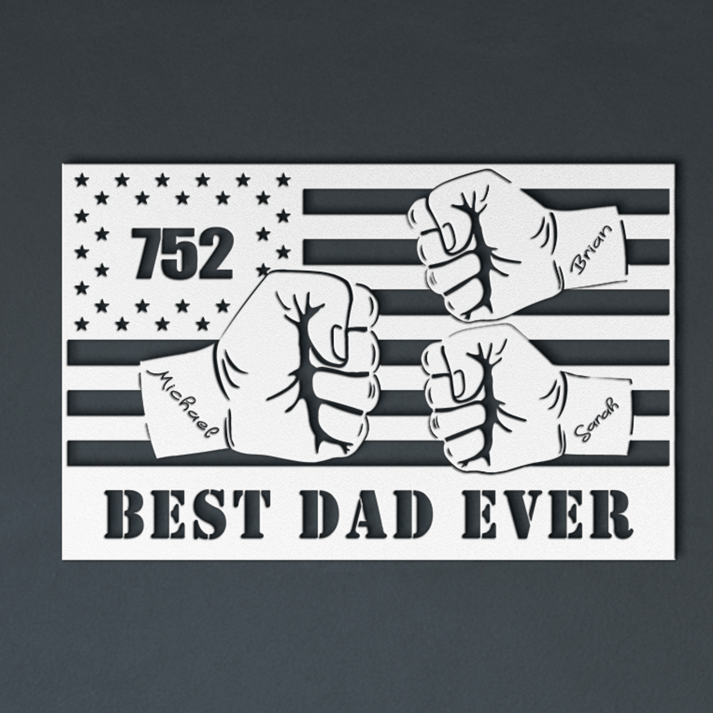 Personalized - Best Dad Ever Badge Number Metal Art