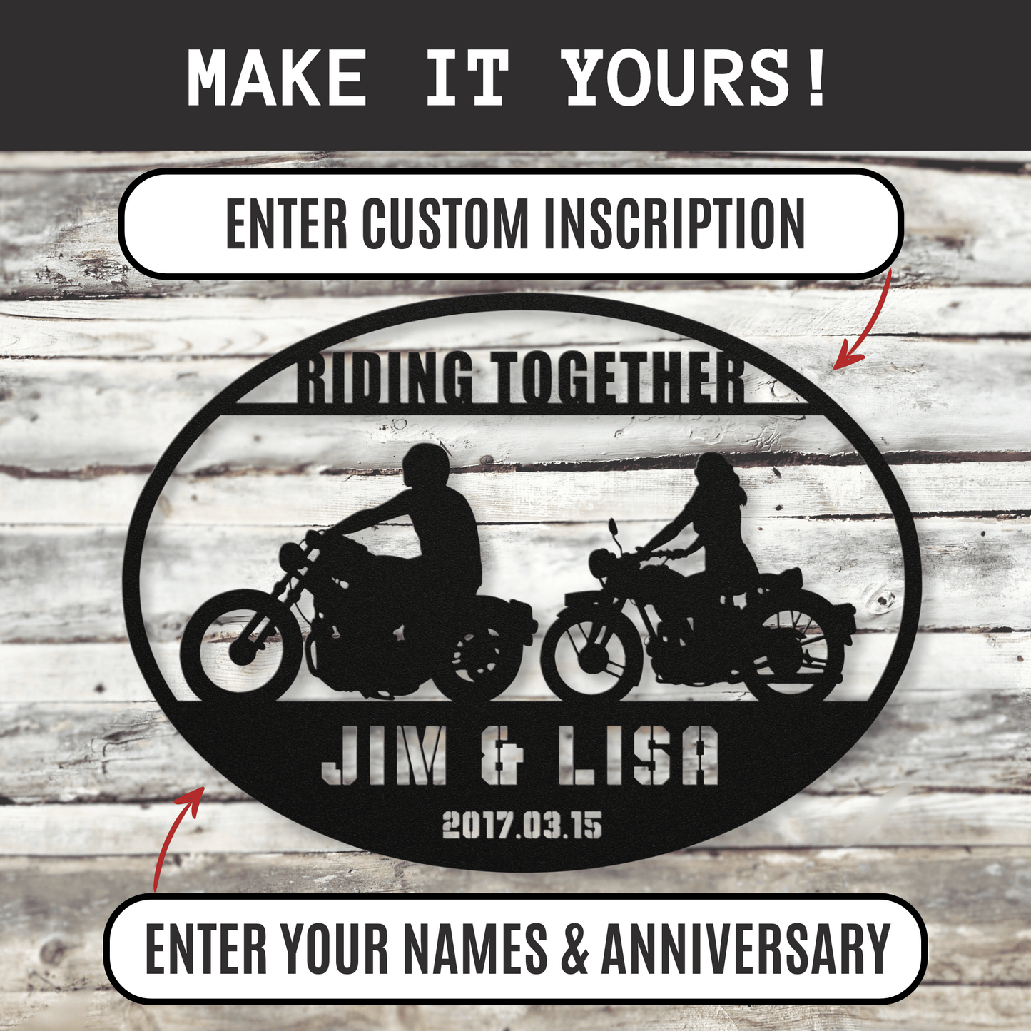 Personalized - Riding Together Metal Wall Art