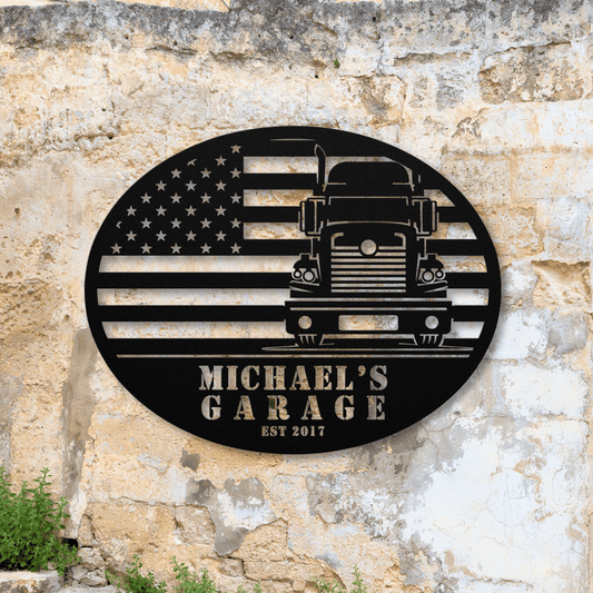 Personalized - Custom Name Patriot Truck Metal Wall Art