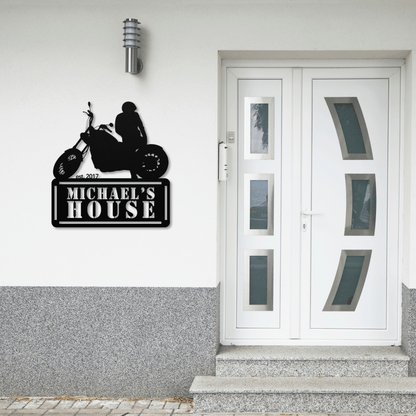 Personalized - Chilling on Bike Custom Name Metal Wall Art