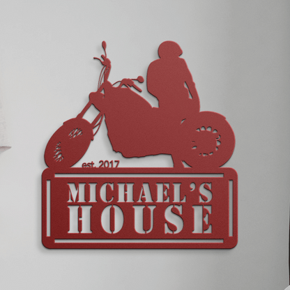 Personalized - Chilling on Bike Custom Name Metal Wall Art