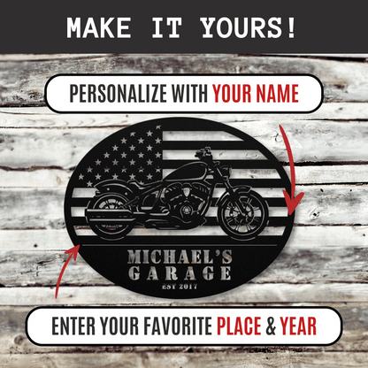 Personalized - Patriot Chopper Custom Name Metal Wall Art