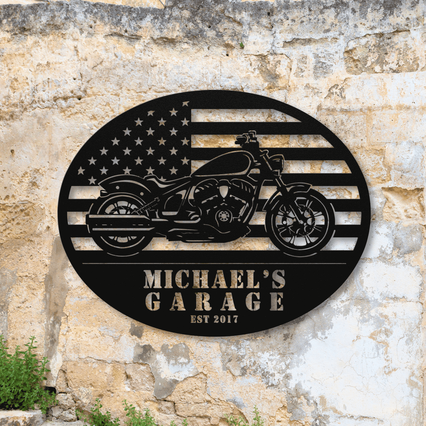 Personalized - Patriot Chopper Custom Name Metal Wall Art