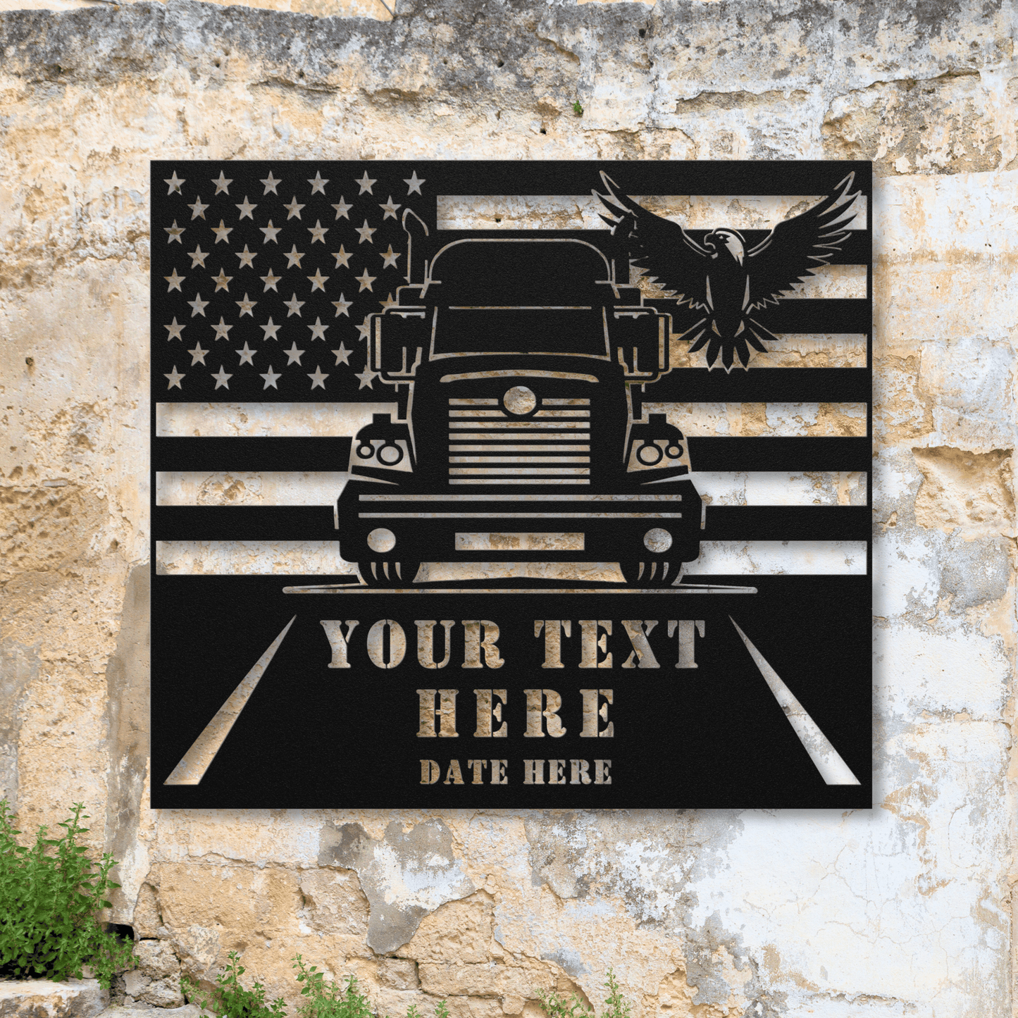 Personalized - Truck & Eagle Metal Wall Metal Wall Art