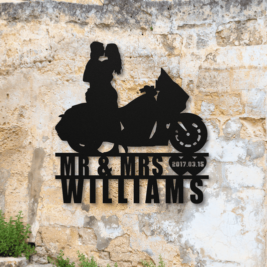 Personalized - Happily Married Bikers Metal Wall Art