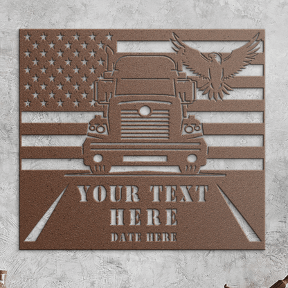 Personalized - Truck & Eagle Metal Wall Metal Wall Art