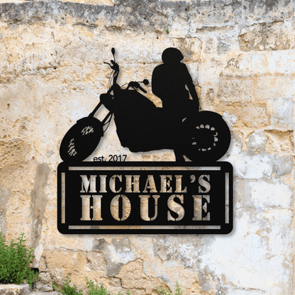 Personalized - Chilling on Bike Custom Name Metal Wall Art