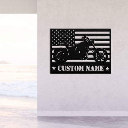 Personalized - Patriot Harley Metal Wall Art