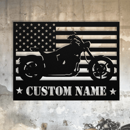 Personalized - Patriot Harley Metal Wall Art