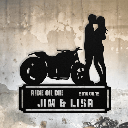 Personalized - Ride or Die Kissing Couple Metal Wall Art