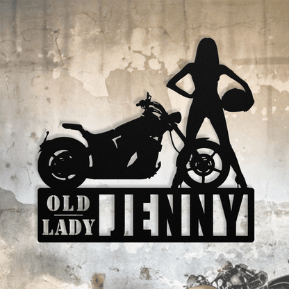 Personalized - Old Lady Chopper Custom Name Metal Wall Art