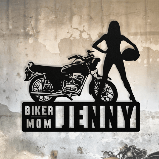 Personalized - Biker Mom Custom Metal Wall Art