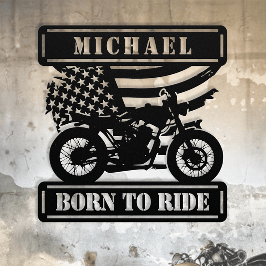 Personalized - Born to Ride Custom Name Metal Wall Art