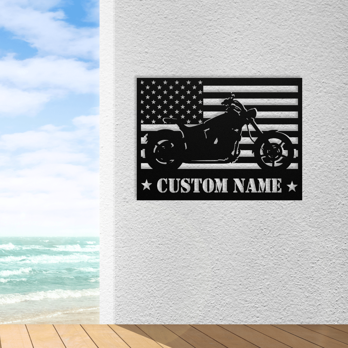 Personalized - Patriot Harley Metal Wall Art