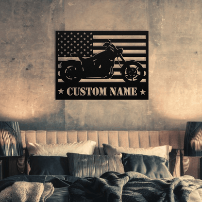 Personalized - Patriot Harley Metal Wall Art