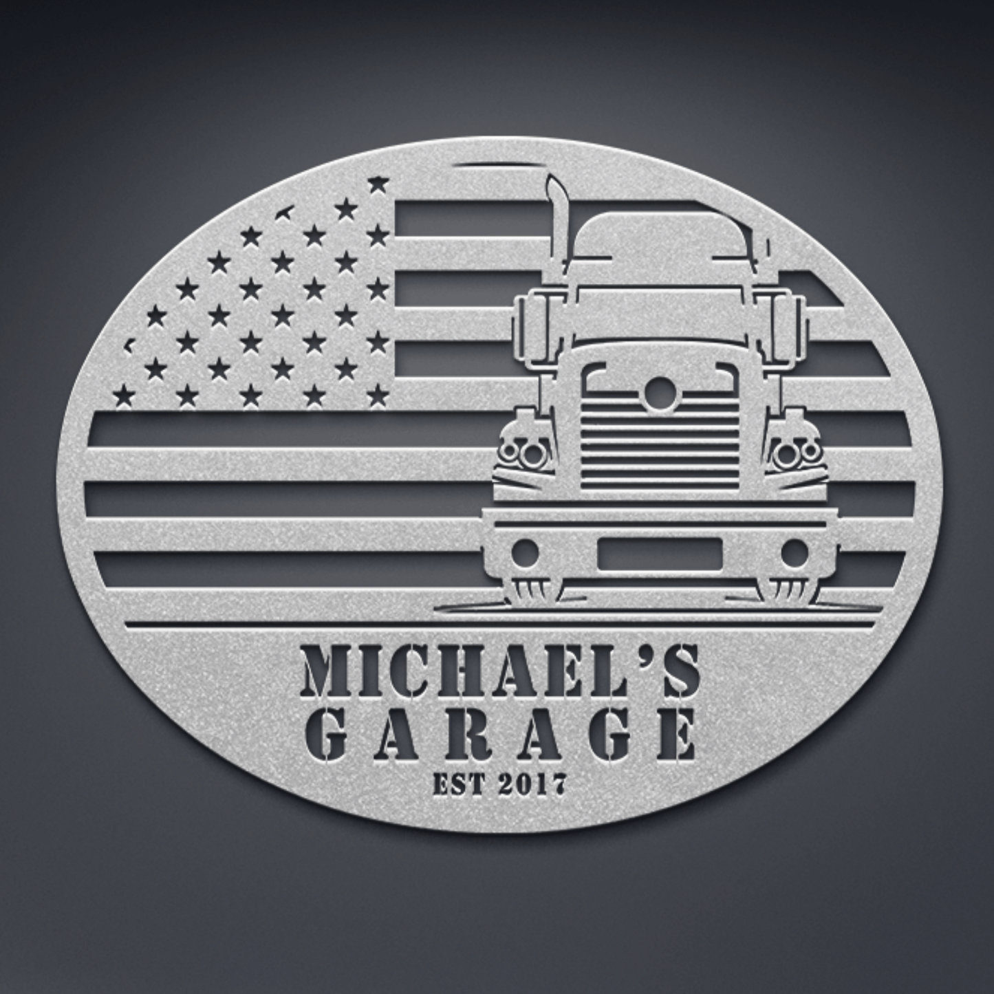 Personalized - Custom Name Patriot Truck Metal Wall Art