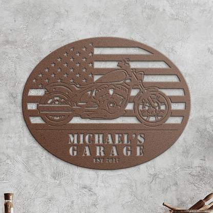 Personalized - Patriot Chopper Custom Name Metal Wall Art