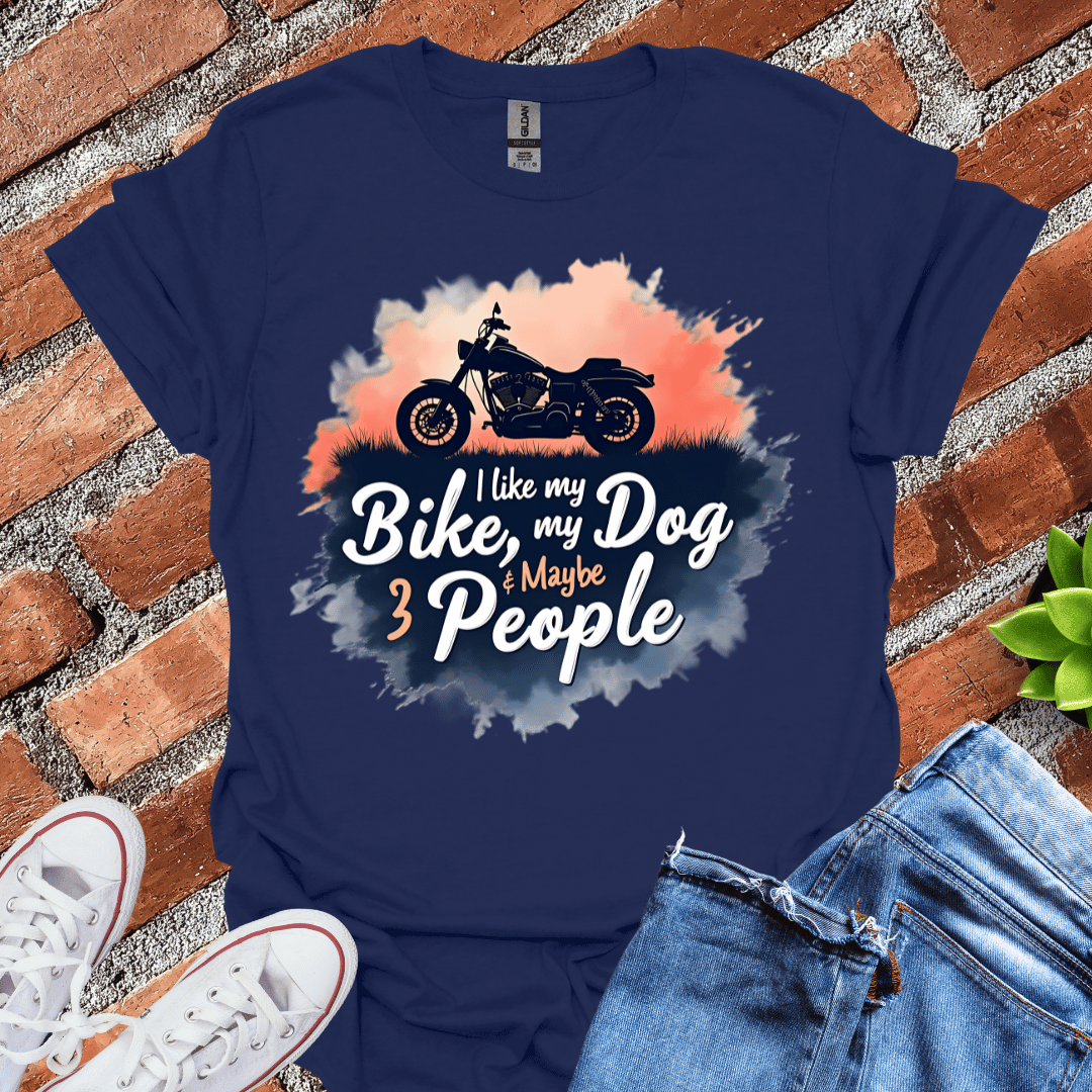 I like Bike, Dog, 3 People T-Shirt