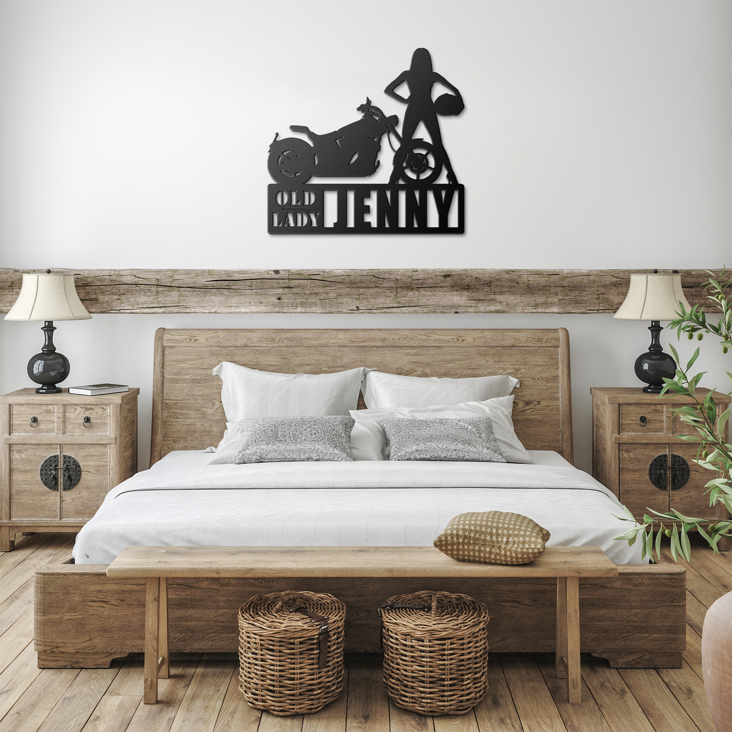 Personalized - Old Lady Chopper Custom Name Metal Wall Art