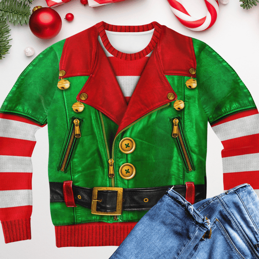 Santa's Little Biker Ugly Christmas Sweater