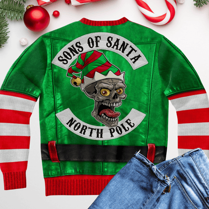 Santa's Little Biker Ugly Christmas Sweater