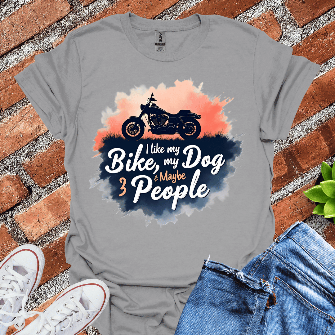 I like Bike, Dog, 3 People T-Shirt