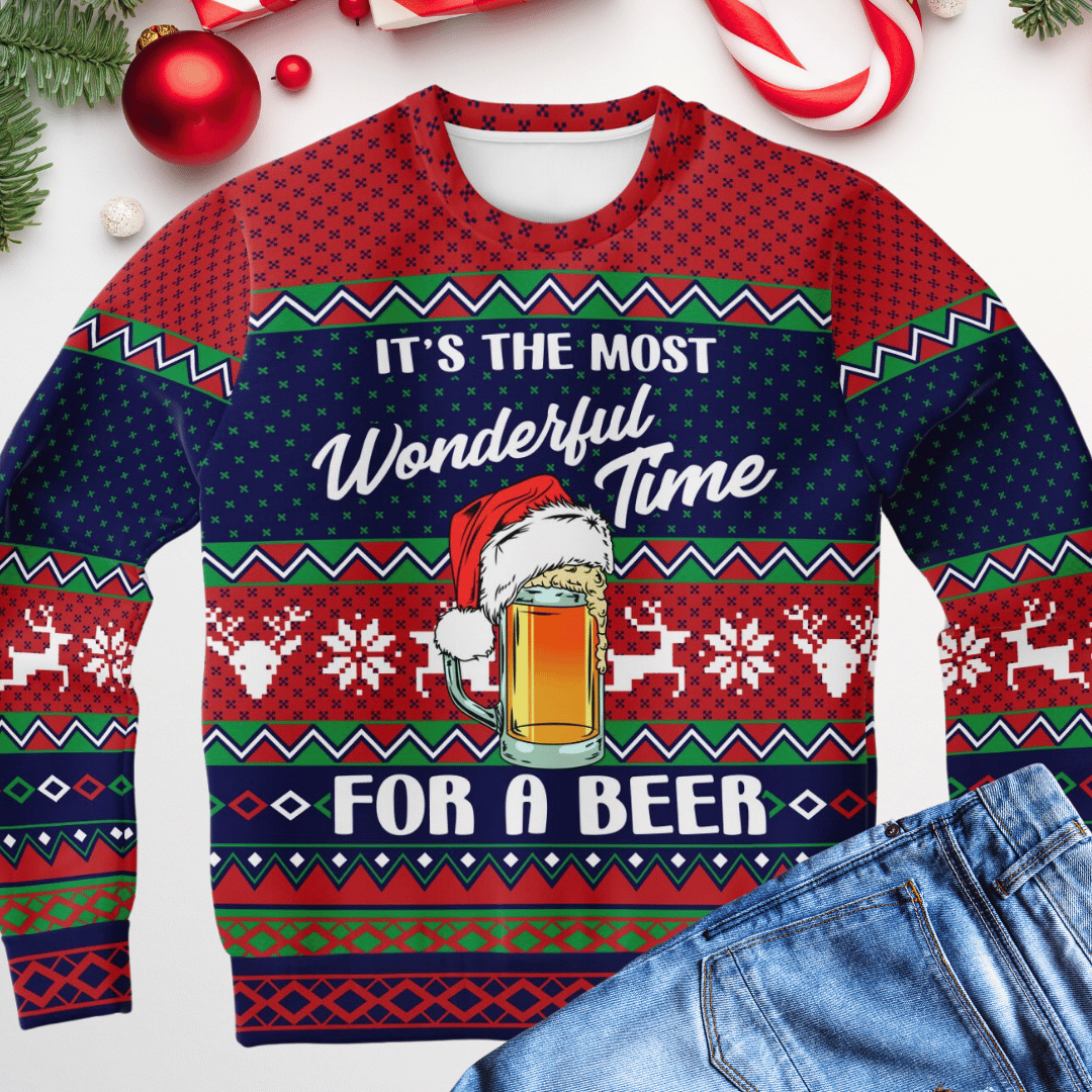 Wonderful Time for a Beer Ugly Christmas Sweater