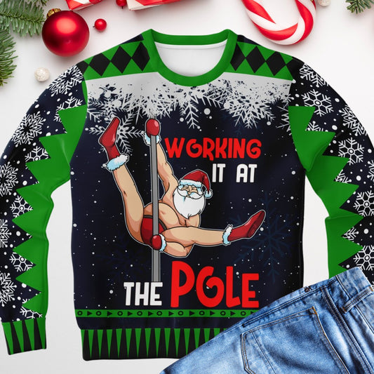 Working It at the Pole Ugly Christmas Sweater