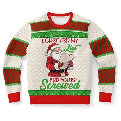 Santa’s List Says You’re Screwed Ugly Christmas Sweater